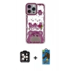 MARSİLYAN™- iPhone 14 Pro Max Kılıf Çekirdek Asil - Siyah 18D Cam Ekran Koruyucu + PVD Metal Kamera Lens - TU