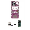 MARSİLYAN™- iPhone 14 Pro Max Kılıf Çekirdek Asil - Siyah 360 Mat Full Body Arka Koruyucu + Gümüş Bilvis Titan Kamera Lens