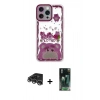 MARSİLYAN™- iPhone 14 Pro Max Kılıf Çekirdek Asil - Siyah 360 Mat Full Body Arka Koruyucu + Gümüş Raze Metal Kamera Lens