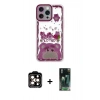 MARSİLYAN™- iPhone 14 Pro Max Kılıf Çekirdek Asil - Siyah 360 Mat Full Body Arka Koruyucu + Turuncu PVD Metal Kamera Lens