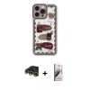 MARSİLYAN™- iPhone 14 Pro Max Kılıf Çekirdek Asil - Siyah Bilvis 3D Mat Cam Ekran Koruyucu + Gold Raze Metal Kamera Lens