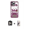 MARSİLYAN™- iPhone 14 Pro Max Kılıf Çekirdek Asil - Siyah Bilvis 3D Mat Cam Ekran Koruyucu + Turuncu PVD Metal Kamera Lens