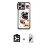 MARSİLYAN™- iPhone 14 Pro Max Kılıf Çekirdek Asil - Siyah Bilvis 3D Mat Cam Ekran Koruyucu + Turuncu PVD Metal Kamera Lens