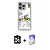 MARSİLYAN™- iPhone 14 Pro Max Kılıf Çekirdek Asil - Siyah Bilvis 5in1 3D Magic Cam Ekran Koruyucu + PVD Metal Kamera Lens - TU