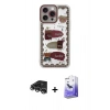 MARSİLYAN™- iPhone 14 Pro Max Kılıf Çekirdek Asil - Siyah Bilvis 5in1 5D Magic Hayalet Cam Ekran Koruyucu + Gümüş Raze Metal Kamera Lens