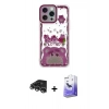 MARSİLYAN™- iPhone 14 Pro Max Kılıf Çekirdek Asil - Siyah Bilvis 5in1 5D Magic Hayalet Cam Ekran Koruyucu + Gümüş Raze Metal Kamera Lens