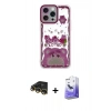 MARSİLYAN™- iPhone 14 Pro Max Kılıf Çekirdek Asil - Siyah Bilvis 5in1 5D Magic Hayalet Cam Ekran Koruyucu + Raze Metal Kamera Lens - GD