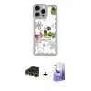 MARSİLYAN™- iPhone 14 Pro Max Kılıf Çekirdek Asil - Siyah Bilvis 5in1 5D Magic Hayalet Cam Ekran Koruyucu + Gold Raze Metal Kamera Lens