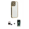 MARSİLYAN™- iPhone 14 Pro Max Kılıf Çekirdek Klasik Serisi - Şeffaf 360 Full Body Arka Koruyucu + Bilvis Titan Kamera Lens - DNMR