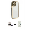 MARSİLYAN™- iPhone 14 Pro Max Kılıf Çekirdek Klasik Serisi - Şeffaf Pasifik Cam Ekran Koruyucu + Bilvis Titan Kamera Lens - SH
