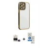 MARSİLYAN™- iPhone 14 Pro Max Kılıf Çekirdek Klasik Serisi - Şeffaf Royal Nano Ekran Koruyucu + Bilvis Titan Kamera Lens - GD