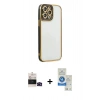 MARSİLYAN™- iPhone 14 Pro Max Kılıf Çekirdek Klasik Serisi - Şeffaf Royal Nano Ekran Koruyucu + Bilvis Titan Kamera Lens - SH