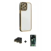 MARSİLYAN™- iPhone 14 Pro Max Kılıf Çekirdek Klasik Serisi - Siyah 360 Mat Full Body Arka Koruyucu + Raze Metal Kamera Lens - GD