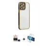 MARSİLYAN™- iPhone 14 Pro Max Kılıf Çekirdek Klasik Serisi - Siyah 3D Antistatik Cam Ekran Koruyucu + Bilvis Titan Kamera Lens - SH
