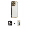 MARSİLYAN™- iPhone 14 Pro Max Kılıf Çekirdek Klasik Serisi - Siyah 6D Mat Seramik Hayalet Nano Ekran Koruyucu + PVD Metal Kamera Lens - TU