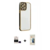 MARSİLYAN™- iPhone 14 Pro Max Kılıf Çekirdek Klasik Serisi - Siyah 6D Mat Seramik Hayalet Nano Ekran Koruyucu + Bilvis Titan Kamera Lens - SH