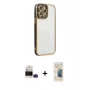 MARSİLYAN™- iPhone 14 Pro Max Kılıf Çekirdek Klasik Serisi - Siyah 6D Mat Seramik Hayalet Nano Ekran Koruyucu + Bilvis Titan Kamera Lens - DNMR