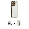 MARSİLYAN™- iPhone 14 Pro Max Kılıf Çekirdek Klasik Serisi - Siyah 6D Mat Seramik Hayalet Nano Ekran Koruyucu + Bilvis Titan Kamera Lens - GD