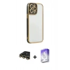 MARSİLYAN™- iPhone 14 Pro Max Kılıf Çekirdek Klasik Serisi - Siyah Bilvis 5in1 3D Magic Cam Ekran Koruyucu + Raze Metal Kamera Lens - GD