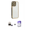 MARSİLYAN™- iPhone 14 Pro Max Kılıf Çekirdek Klasik Serisi - Siyah Bilvis 5in1 3D Magic Cam Ekran Koruyucu + Gümüş Bilvis Titan Kamera Lens