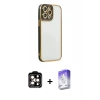 MARSİLYAN™- iPhone 14 Pro Max Kılıf Çekirdek Klasik Serisi - Siyah Bilvis 5in1 3D Magic Cam Ekran Koruyucu + PVD Metal Kamera Lens - TU