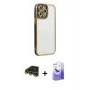 MARSİLYAN™- iPhone 14 Pro Max Kılıf Çekirdek Klasik Serisi - Siyah Bilvis 5in1 5D Magic Hayalet Cam Ekran Koruyucu + Raze Metal Kamera Lens - GD