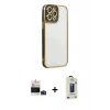 MARSİLYAN™- iPhone 14 Pro Max Kılıf Çekirdek Klasik Serisi - Siyah Bilvis Hayalet Cam Ekran Koruyucu + Bilvis Titan Kamera Lens - DNMR
