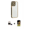 MARSİLYAN™- iPhone 14 Pro Max Kılıf Çekirdek Klasik Serisi - Siyah Buffer Cam Ekran Koruyucu + Siyah Bilvis Titan Kamera Lens