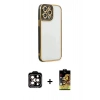 MARSİLYAN™- iPhone 14 Pro Max Kılıf Çekirdek Klasik Serisi - Siyah Buffer Cam Ekran Koruyucu + PVD Metal Kamera Lens - TU