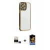 MARSİLYAN™- iPhone 14 Pro Max Kılıf Çekirdek Klasik Serisi - Siyah Buffer Hayalet Cam Ekran Koruyucu + Bilvis Titan Kamera Lens - GS