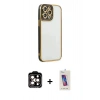 MARSİLYAN™- iPhone 14 Pro Max Kılıf Çekirdek Klasik Serisi - Siyah Joko 5D Cam + PVD Metal Kamera Lens - TU