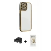 MARSİLYAN™- iPhone 14 Pro Max Kılıf Çekirdek Klasik Serisi - Siyah Mat Seramik Nano Ekran Koruyucu + Raze Metal Kamera Lens - GS