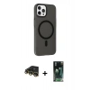 MARSİLYAN™- iPhone 14 Pro Max Kılıf Çekirdek Modern Prime - Şeffaf 360 Full Body Arka Koruyucu + Raze Metal Kamera Lens - GD