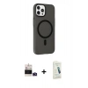 MARSİLYAN™- iPhone 14 Pro Max Kılıf Çekirdek Modern Prime - Şeffaf Pasifik Cam Ekran Koruyucu + Bilvis Titan Kamera Lens - DNMR