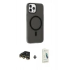 MARSİLYAN™- iPhone 14 Pro Max Kılıf Çekirdek Modern Prime - Şeffaf Pasifik Cam Ekran Koruyucu + Gold Raze Metal Kamera Lens
