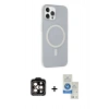 MARSİLYAN™- iPhone 14 Pro Max Kılıf Çekirdek Modern Prime - Şeffaf Royal Nano Ekran Koruyucu + PVD Metal Kamera Lens - TU