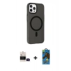 MARSİLYAN™- iPhone 14 Pro Max Kılıf Çekirdek Modern Prime - Siyah 18D Cam Ekran Koruyucu + Bilvis Titan Kamera Lens - SH