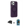 MARSİLYAN™- iPhone 14 Pro Max Kılıf Çekirdek Modern Prime - Siyah 18D Cam Ekran Koruyucu + Raze Metal Kamera Lens - GS