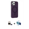 MARSİLYAN™- iPhone 14 Pro Max Kılıf Çekirdek Modern Prime - Siyah 3D Antistatik Cam Ekran Koruyucu + Gümüş Bilvis Titan Kamera Lens
