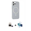 MARSİLYAN™- iPhone 14 Pro Max Kılıf Çekirdek Modern Prime - Siyah 3D Antistatik Cam Ekran Koruyucu + Gümüş Bilvis Titan Kamera Lens
