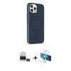 MARSİLYAN™- iPhone 14 Pro Max Kılıf Çekirdek Modern Prime - Siyah 3D Antistatik Cam Ekran Koruyucu + Gümüş Bilvis Titan Kamera Lens