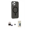 MARSİLYAN™- iPhone 14 Pro Max Kılıf Çekirdek Modern Prime - Siyah 6D Mat Seramik Hayalet Nano Ekran Koruyucu + Bilvis Titan Kamera Lens - DNMR