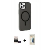 MARSİLYAN™- iPhone 14 Pro Max Kılıf Çekirdek Modern Prime - Siyah 6D Mat Seramik Hayalet Nano Ekran Koruyucu + Bilvis Titan Kamera Lens - SH