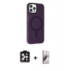 MARSİLYAN™- iPhone 14 Pro Max Kılıf Çekirdek Modern Prime - Siyah Bilvis 3D Mat Cam Ekran Koruyucu + PVD Metal Kamera Lens - TU