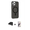 MARSİLYAN™- iPhone 14 Pro Max Kılıf Çekirdek Modern Prime - Siyah Bilvis 3D Mat Cam Ekran Koruyucu + Raze Metal Kamera Lens - GS