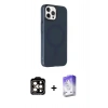 MARSİLYAN™- iPhone 14 Pro Max Kılıf Çekirdek Modern Prime - Siyah Bilvis 5in1 3D Magic Cam Ekran Koruyucu + Turuncu PVD Metal Kamera Lens