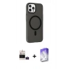 MARSİLYAN™- iPhone 14 Pro Max Kılıf Çekirdek Modern Prime - Siyah Bilvis 5in1 3D Magic Cam Ekran Koruyucu + Bilvis Titan Kamera Lens - DNMR