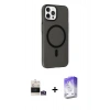 MARSİLYAN™- iPhone 14 Pro Max Kılıf Çekirdek Modern Prime - Siyah Bilvis 5in1 3D Magic Cam Ekran Koruyucu + Bilvis Titan Kamera Lens - GS