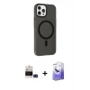 MARSİLYAN™- iPhone 14 Pro Max Kılıf Çekirdek Modern Prime - Siyah Bilvis 5in1 5D Magic Hayalet Cam Ekran Koruyucu + Bilvis Titan Kamera Lens - DNMR