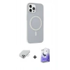 MARSİLYAN™- iPhone 14 Pro Max Kılıf Çekirdek Modern Prime - Siyah Bilvis 5in1 5D Magic Hayalet Cam Ekran Koruyucu + Gümüş Band Metal Kamera Lens